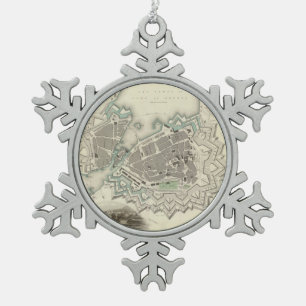 Adorno De Peltre Tipo Copo De Nieve Mapa del vintage de Ginebra (1841)