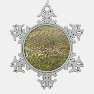 Adorno De Peltre Tipo Copo De Nieve Mapa del vintage de Houston Tejas (1891)