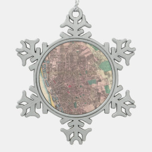 Adorno De Peltre Tipo Copo De Nieve Mapa del vintage de Liverpool Inglaterra (1890)
