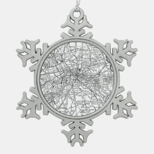 Adorno De Peltre Tipo Copo De Nieve Mapa del vintage de Londres Inglaterra (1911)