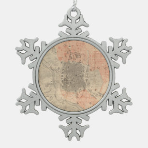 Adorno De Peltre Tipo Copo De Nieve Mapa del vintage de Madrid España (1861)