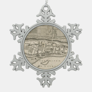 Adorno De Peltre Tipo Copo De Nieve Mapa del vintage de Montreal (1758)