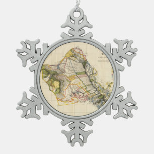 Adorno De Peltre Tipo Copo De Nieve Mapa del vintage de Oahu Hawaii (1906)