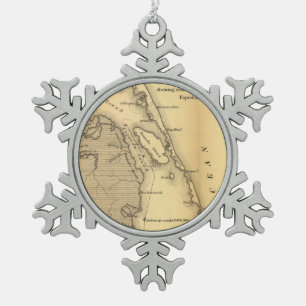Adorno De Peltre Tipo Copo De Nieve Mapa del vintage de Outer Banks (1862)
