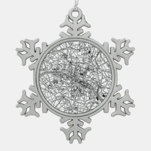 Adorno De Peltre Tipo Copo De Nieve Mapa del vintage de París (1911)