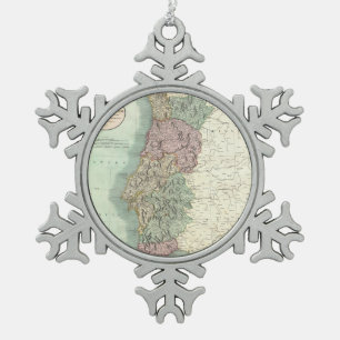 Adorno De Peltre Tipo Copo De Nieve Mapa del vintage de Portugal (1801)