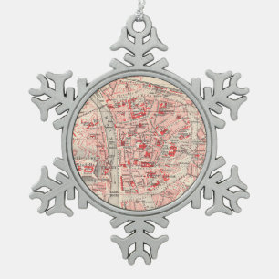 Adorno De Peltre Tipo Copo De Nieve Mapa del vintage de Wurzburg Alemania (1905)