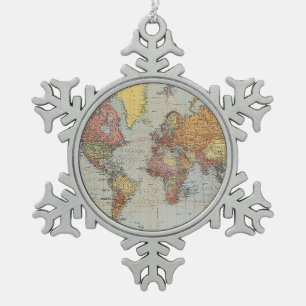 Adorno De Peltre Tipo Copo De Nieve Mapa general vintage del mundo