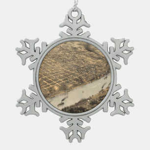 Adorno De Peltre Tipo Copo De Nieve Mapa ilustrado del vintage de Kansas City (1869)