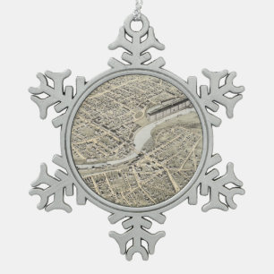 Adorno De Peltre Tipo Copo De Nieve Mapa ilustrado del vintage de Nashua NH (1875)