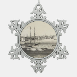 Adorno De Peltre Tipo Copo De Nieve Mapa ilustrado del vintage de Newport RI (1860)