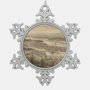 Adorno De Peltre Tipo Copo De Nieve Mapa ilustrado del vintage de Olympia Washington