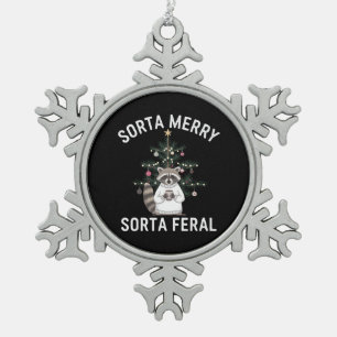 Adorno De Peltre Tipo Copo De Nieve Mapache de Navidad Medio Alegre Medio Feral Navida