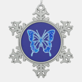 Adorno De Peltre Tipo Copo De Nieve Mariposa digital azul, fondo personalizar