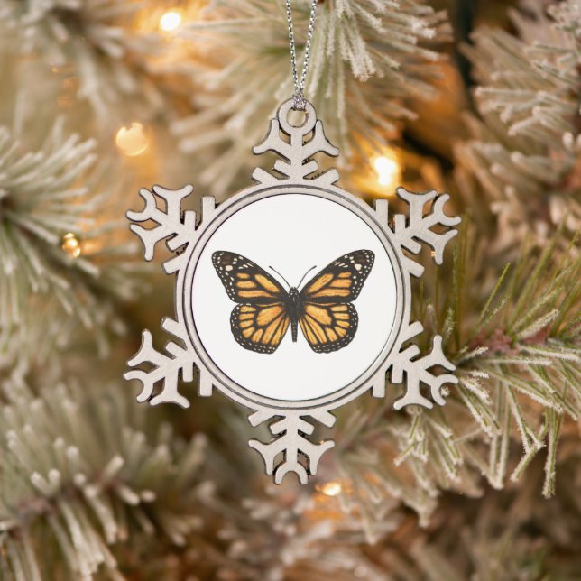 Adorno De Peltre Tipo Copo De Nieve Mariposa monarca (Árbol)