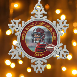 Adorno De Peltre Tipo Copo De Nieve Maroon Gold High School Football Player Photo
