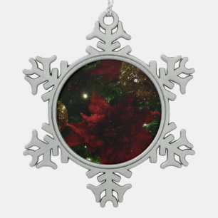 Adorno De Peltre Tipo Copo De Nieve Maroon y el árbol de Navidad dorado I foto de vaca