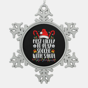 Adorno De Peltre Tipo Copo De Nieve Más Probable De Jugar Fútbol Con La Navidad Famili