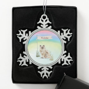 Adorno De Peltre Tipo Copo De Nieve Mascota gato de trapo nombre personalizado