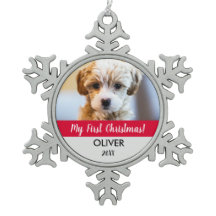 Mascota lindo foto-keepsake las primeras navidades