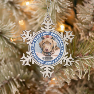 Adorno De Peltre Tipo Copo De Nieve Mascota Primer Personalizado moderno Navidad foto