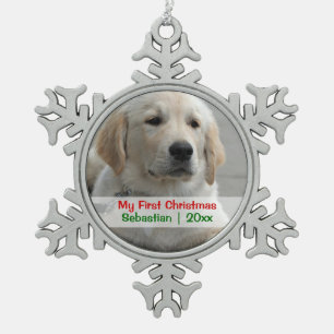 Adorno De Peltre Tipo Copo De Nieve Mascota Primera plantilla de fotografía personaliz