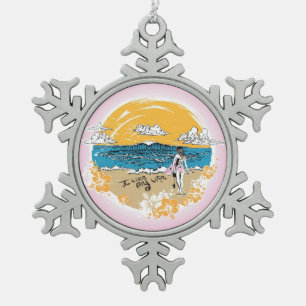 Adorno De Peltre Tipo Copo De Nieve "Me gusta MI vida" chica de surf adorno