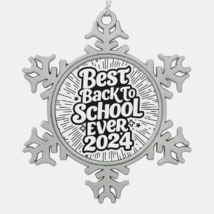 Adorno De Peltre Tipo Copo De Nieve Mejor Regreso A La Escuela Ornamento Enmarcado Por