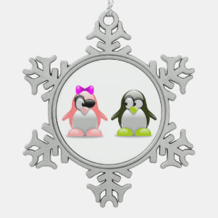 ADORNO DE PELTRE TIPO COPO DE NIEVE "MEJORES AMIGOS" PENGUINS