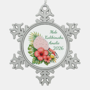 Adorno De Peltre Tipo Copo De Nieve Mele Kalikimaka Nombre Personalizado Fecha 2026 Pi