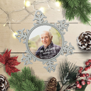 Adorno De Peltre Tipo Copo De Nieve Memorial de Foto Personalizada En Memoria Querida