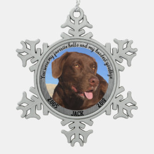 Adorno De Peltre Tipo Copo De Nieve Memorial de Perro Personalizado Mi saludo favorito