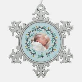 Adorno De Peltre Tipo Copo De Nieve Merry Christmas Deer with Wreath Teal