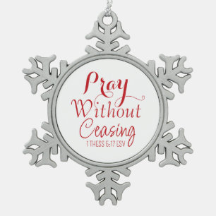 Adorno De Peltre Tipo Copo De Nieve Merry Christmas Prayer Bible Verse White Ornament