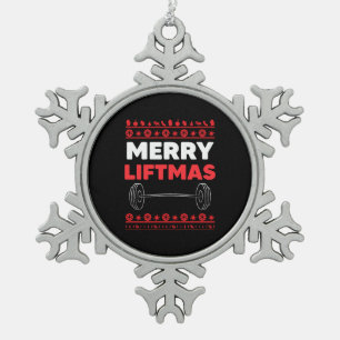 Adorno De Peltre Tipo Copo De Nieve Merry Liftmas - Navidades de Weightlifter