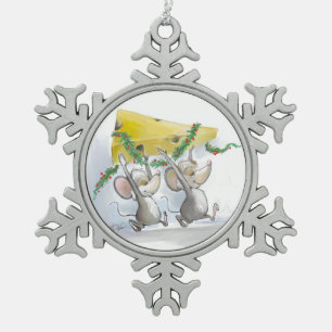 Adorno De Peltre Tipo Copo De Nieve Merry Mice Mic & Mac Holiday SnowFlake Ornamento