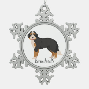 Adorno De Peltre Tipo Copo De Nieve Mezcla de Poodle de Bernese, Ornamento de Navidad