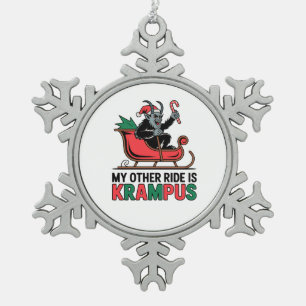 Adorno De Peltre Tipo Copo De Nieve Mi otro vehículo es el trineo de Krampus Krampus