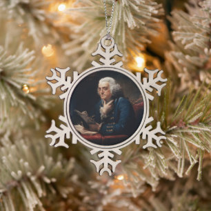 Adorno De Peltre Tipo Copo De Nieve Miniatura del Retrato, Benjamin Franklin Padre Fun