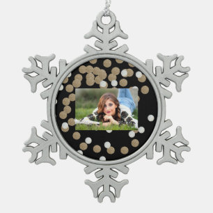 Adorno De Peltre Tipo Copo De Nieve minimalista purpurina negro champán oro confetti