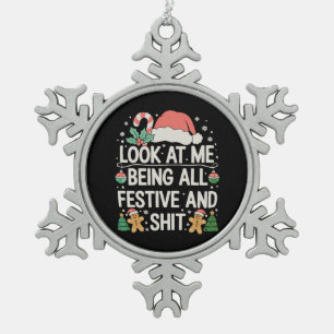 Adorno De Peltre Tipo Copo De Nieve Mírame siendo todo festivo y Navidad Xmas
