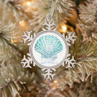 Adorno De Peltre Tipo Copo De Nieve moda costera azul verde azulado acuarela de sirena