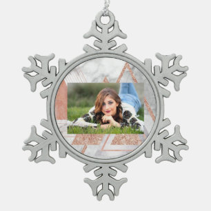 Adorno De Peltre Tipo Copo De Nieve moda escandinava rosa de mármol blanco geométrico 