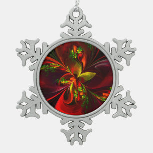 Adorno De Peltre Tipo Copo De Nieve Modern Red Green Floral Abstract Art Pattern #05
