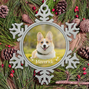 Adorno De Peltre Tipo Copo De Nieve Moderna Foto de Mascota Perro Personalizada Simple