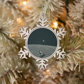 Adorno De Peltre Tipo Copo De Nieve Módulo Lunar Apolo y salida de la Tierra sobre la 
