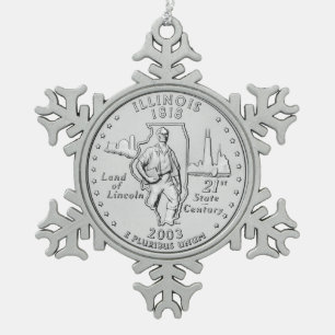 Adorno De Peltre Tipo Copo De Nieve Moneda de Illinois