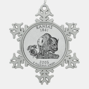 Adorno De Peltre Tipo Copo De Nieve Moneda de un cuarto de dólar de Kansas