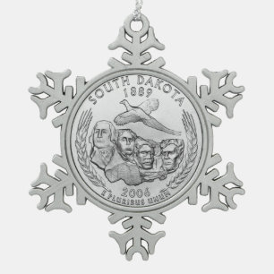 Adorno De Peltre Tipo Copo De Nieve Moneda de veinticinco centavos del estado de Dakot