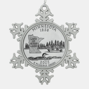 Adorno De Peltre Tipo Copo De Nieve Moneda de veinticinco centavos del estado de Minne